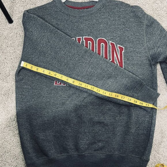 KK Apparel Embroidered London England Union Jack Gray Crew Neck Sweatshirt - Picture 8 of 8